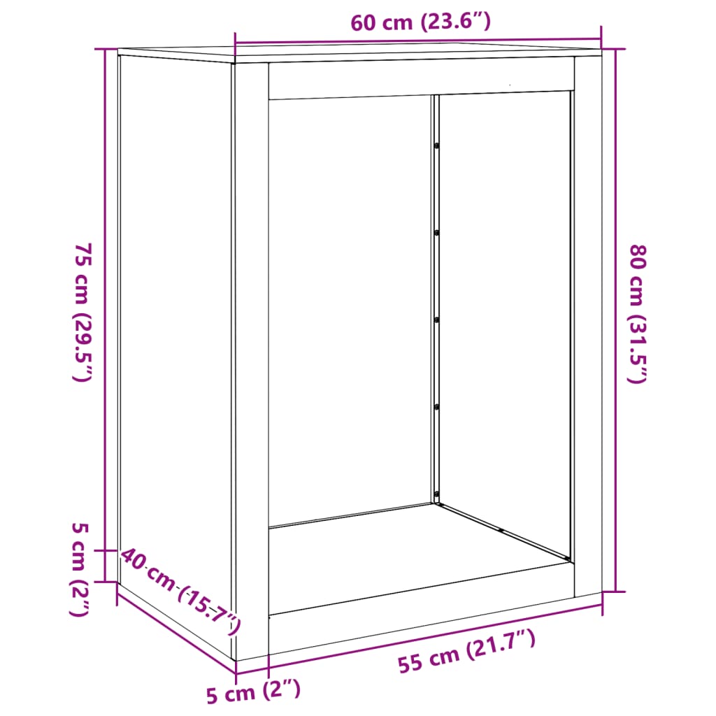 vidaXL Firewood Rack 60x40x80 cm Weathering Steel