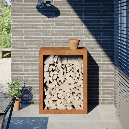 vidaXL Firewood Rack 60x40x80 cm Weathering Steel
