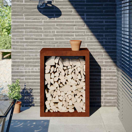 vidaXL Firewood Rack 60x40x80 cm Weathering Steel