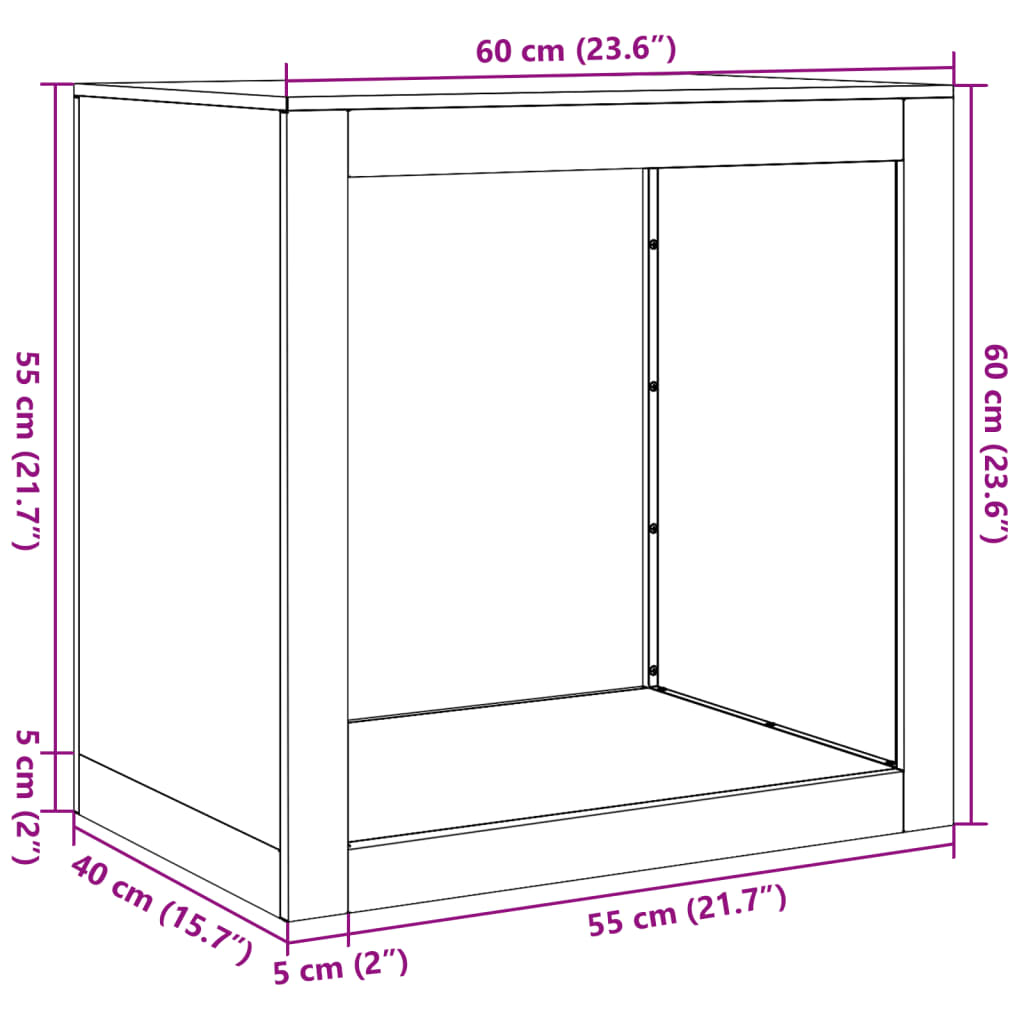 vidaXL Firewood Rack 60x40x60 cm Stainless Steel