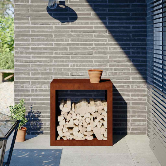 vidaXL Firewood Rack 60x40x60 cm Weathering Steel