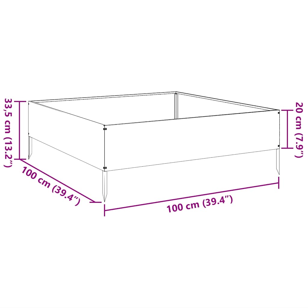 vidaXL Garden Raised Bed 100x100x33.5 cm Galvanised Steel