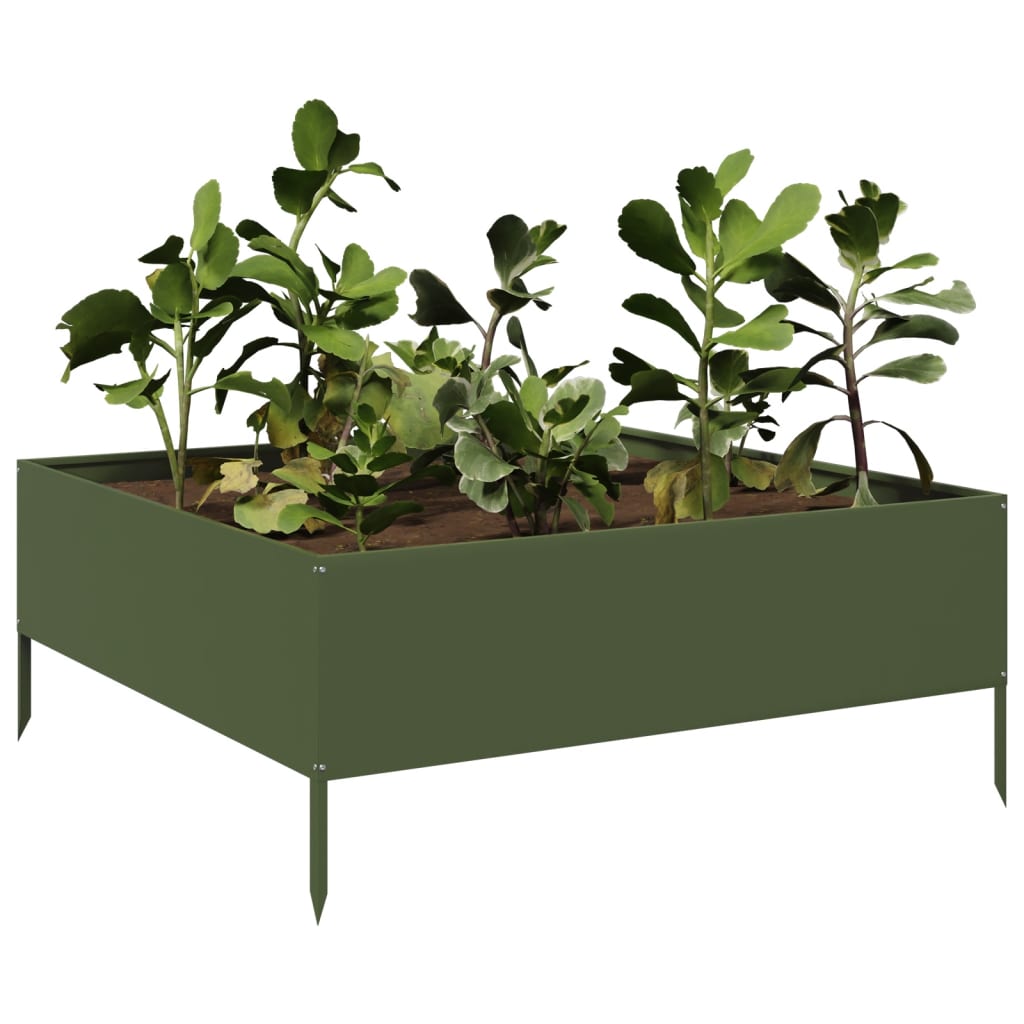 vidaXL Garden Raised Bed Olive green 100x100x41 cm Steel