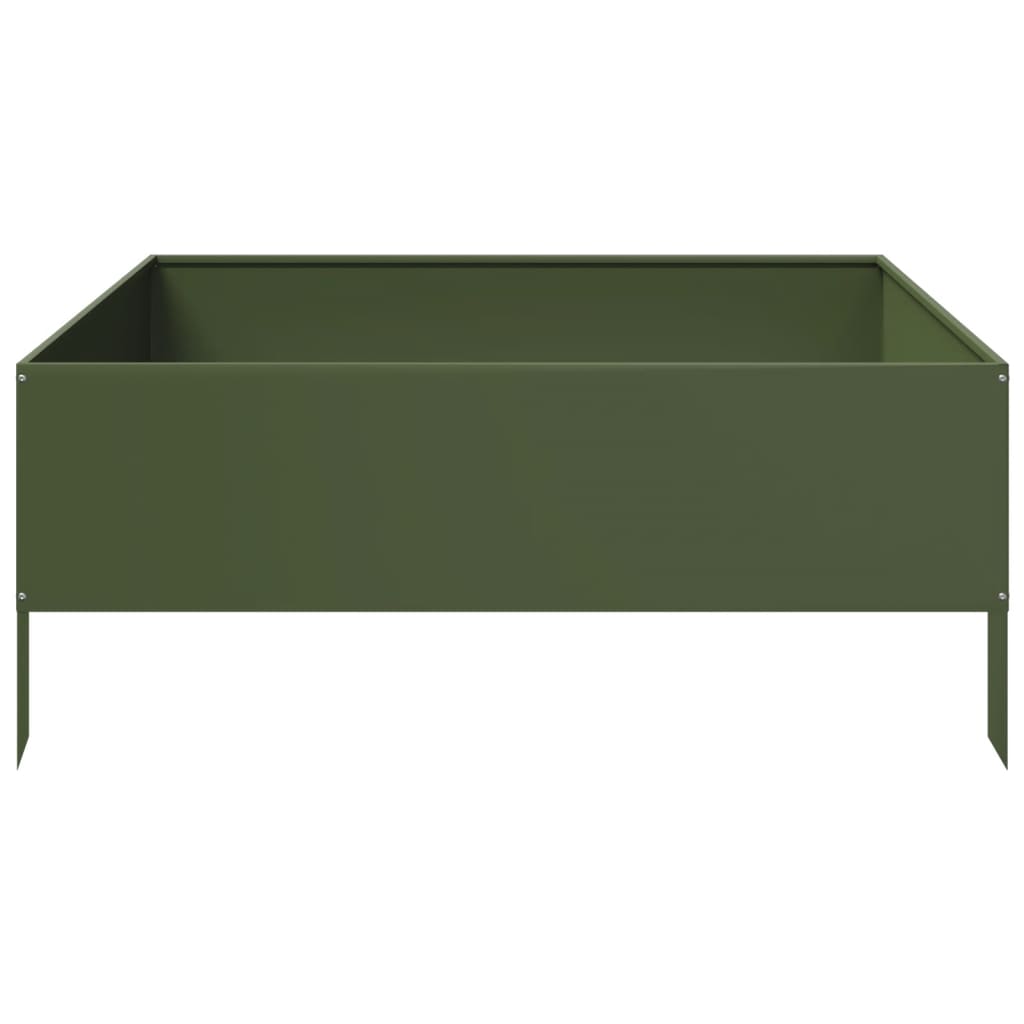 vidaXL Garden Raised Bed Olive green 100x100x41 cm Steel