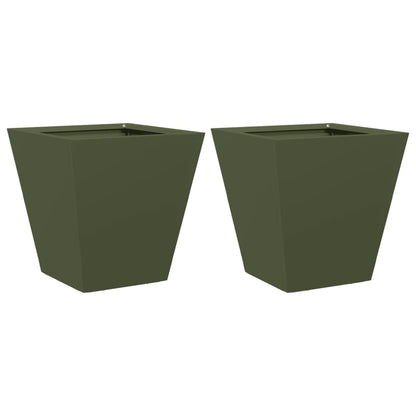 vidaXL Garden Planters 2 pcs Olive Green 30x30x30 cm Steel