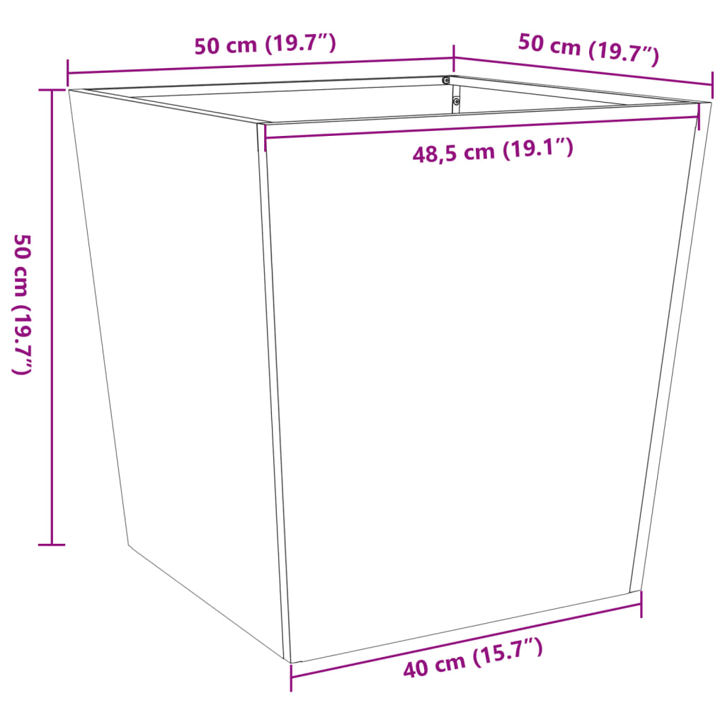 vidaXL Garden Planter Black 50x50x50 cm Steel