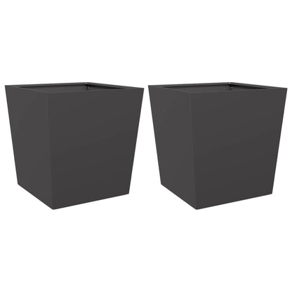 vidaXL Garden Planters Black 2 pcs 50x50x50 cm Steel