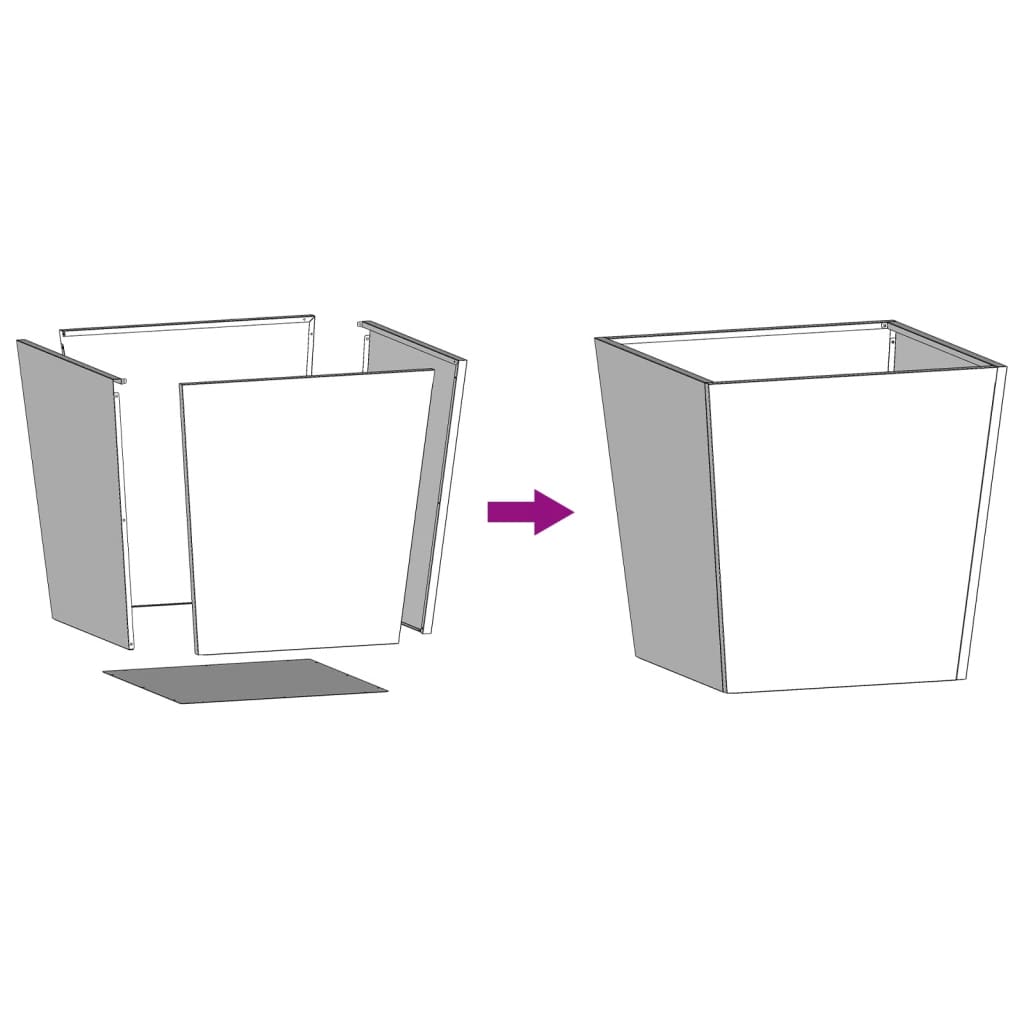 vidaXL Garden Planters Black 2 pcs 50x50x50 cm Steel