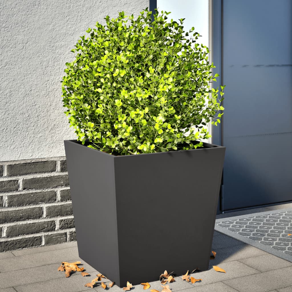 vidaXL Garden Planters Black 2 pcs 50x50x50 cm Steel