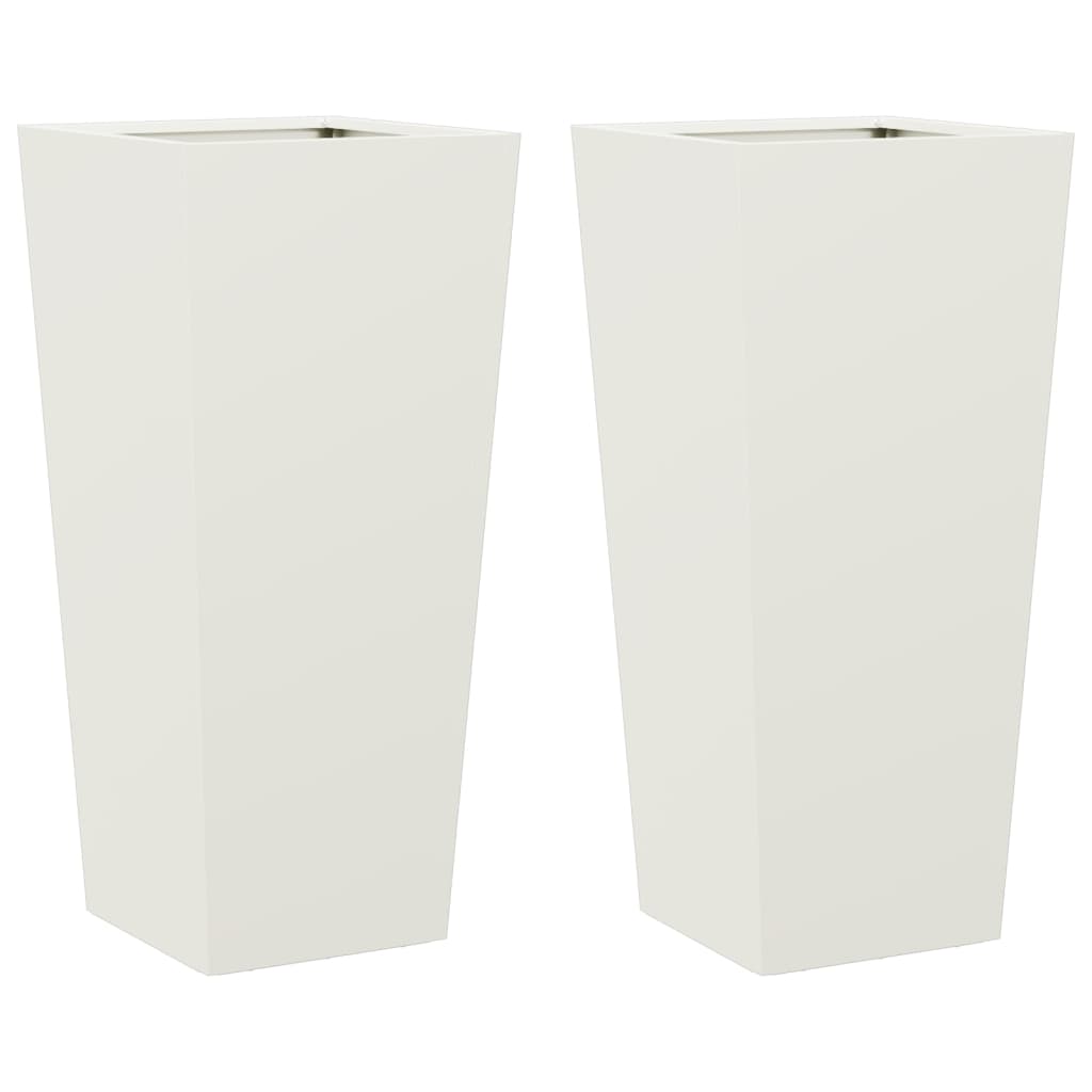vidaXL Garden Planters White 2 pcs 35x35x75 cm Steel