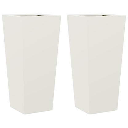 vidaXL Garden Planters White 2 pcs 35x35x75 cm Steel