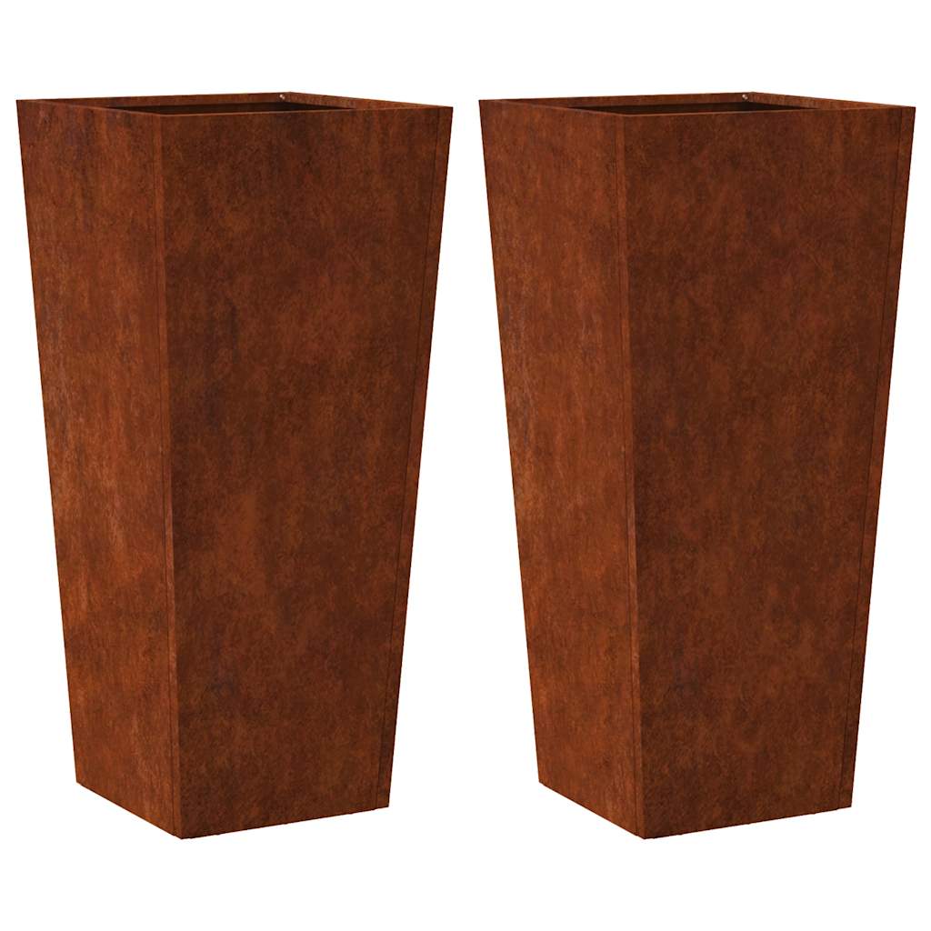 vidaXL Garden Planters 2 pcs 35x35x75 cm Weathering Steel