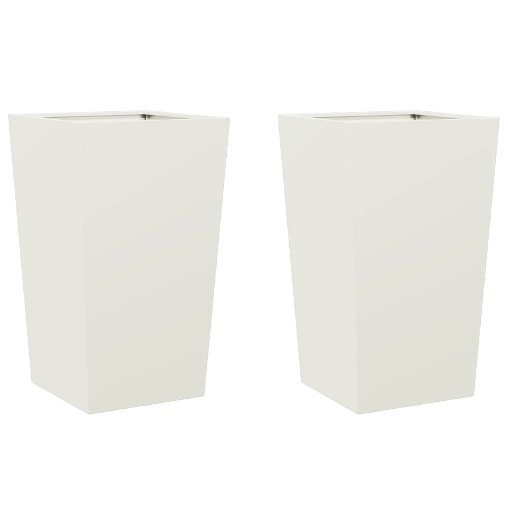 vidaXL Garden Planters 2 pcs White 45x45x75 cm Steel