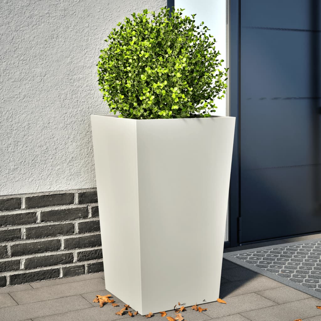 vidaXL Garden Planters 2 pcs White 45x45x75 cm Steel