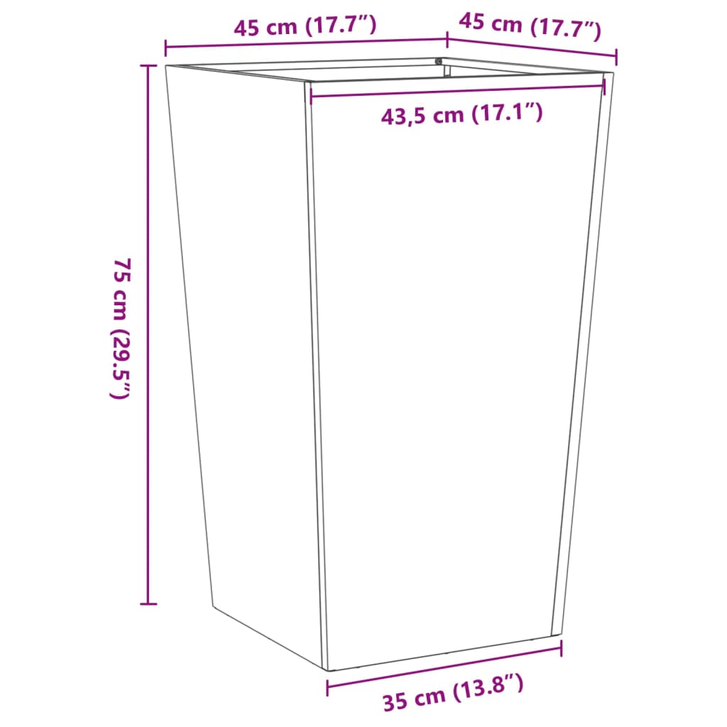 vidaXL Garden Planter Olive Green 45x45x75 cm Steel