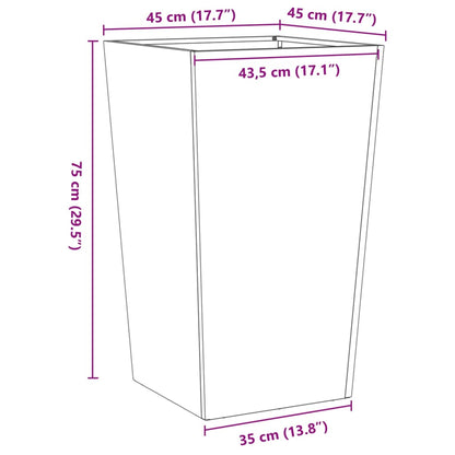 vidaXL Garden Planter Olive Green 45x45x75 cm Steel