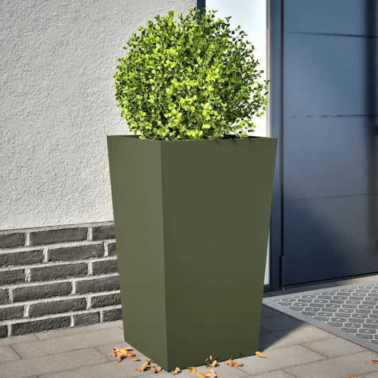 vidaXL Garden Planters 2 pcs Olive Green 45x45x75 cm Steel