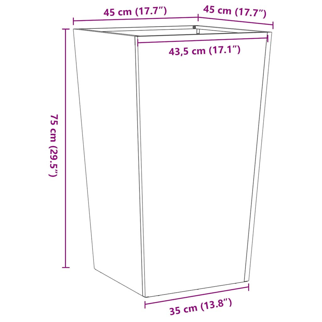 vidaXL Garden Planter 45x45x75 cm Galvanised Steel