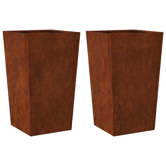 vidaXL Garden Planters 2 pcs 45x45x75 cm Weathering Steel