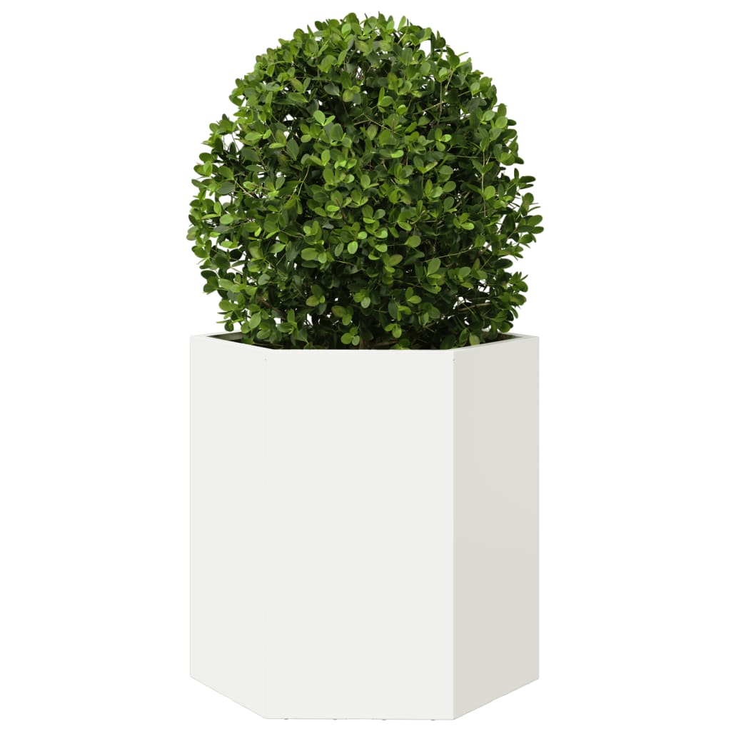 vidaXL Garden Planter 2 pcs White Hexagon 46x40x45 cm Steel