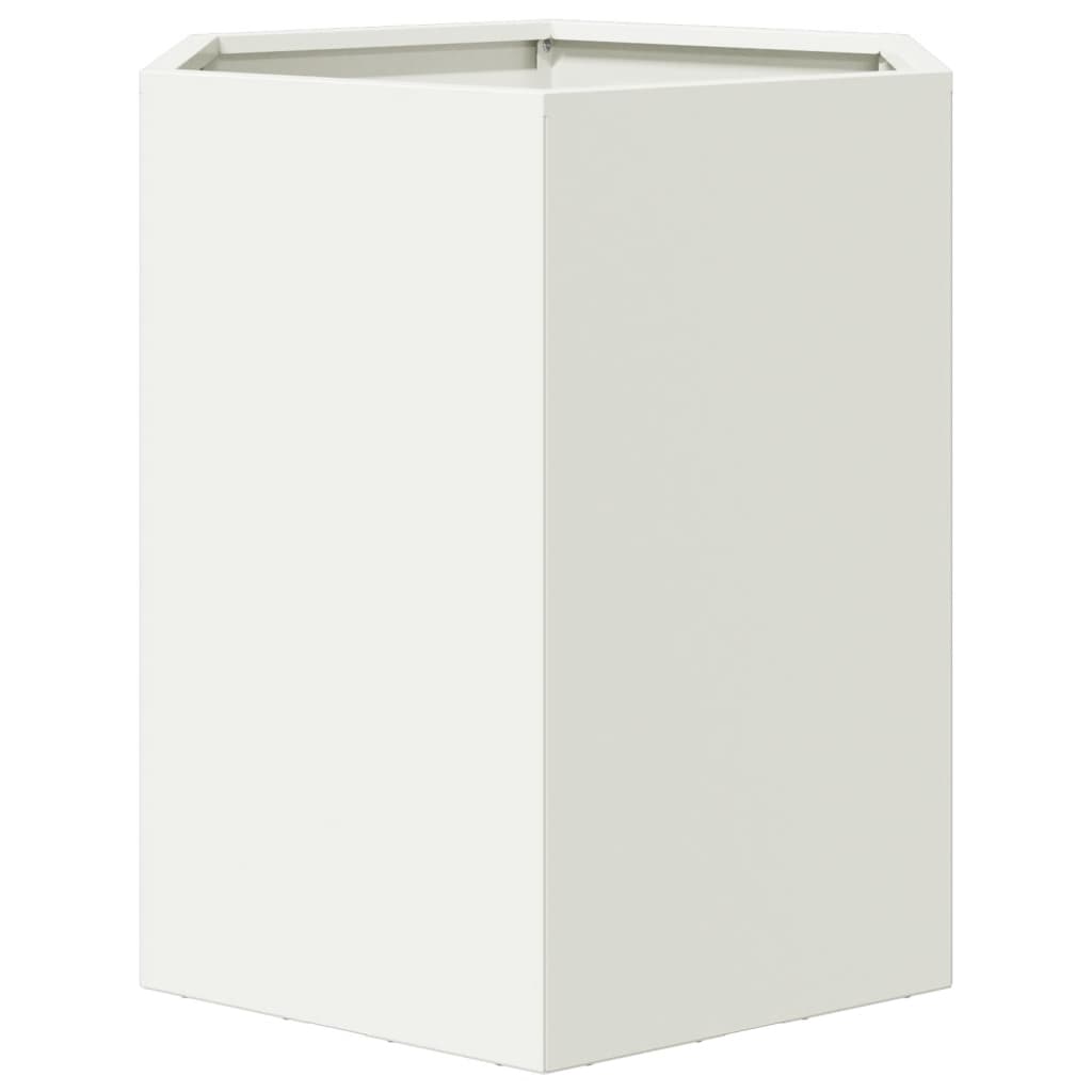vidaXL Garden Planter 2 pcs White Hexagon 46x40x45 cm Steel