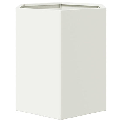 vidaXL Garden Planter 2 pcs White Hexagon 46x40x45 cm Steel