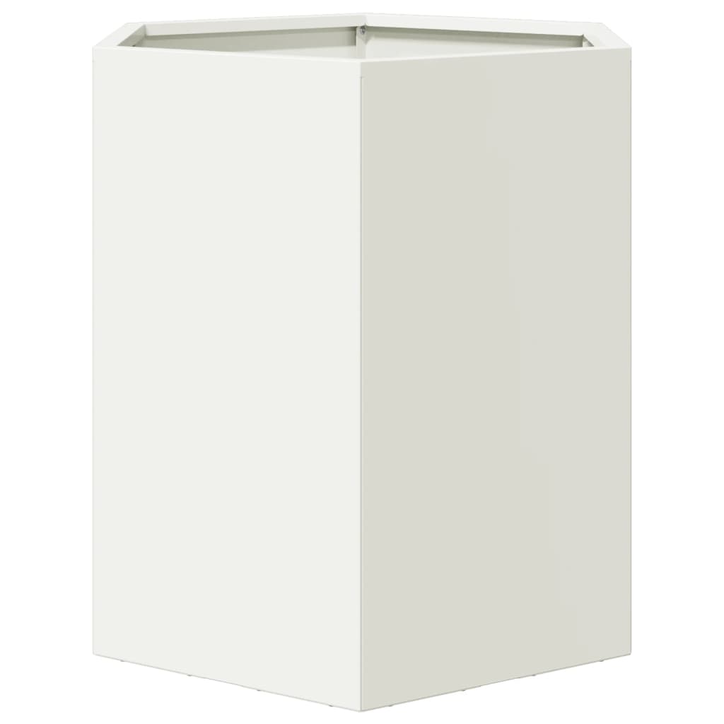 vidaXL Garden Planter 2 pcs White Hexagon 46x40x45 cm Steel