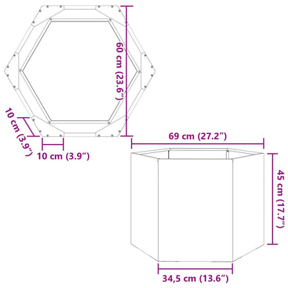 vidaXL Garden Planter White Hexagon 69x60x45 cm Steel