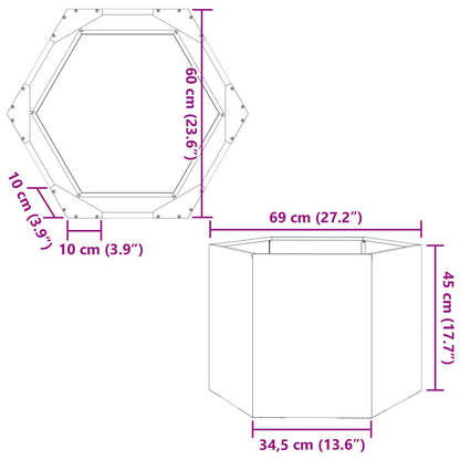 vidaXL Garden Planter Anthracite Hexagon 69x60x45 cm Steel