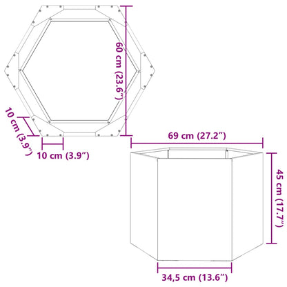 vidaXL Garden Planter Olive Green Hexagon 69x60x45 cm Steel
