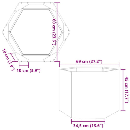 vidaXL Garden Planter Hexagon 69x60x45 cm Galvanized Steel