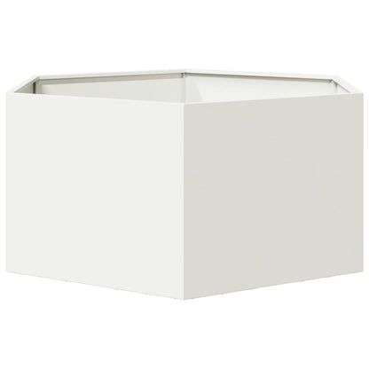 vidaXL Garden Planter White Hexagon 104x90x45 cm Steel