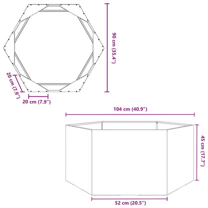 vidaXL Garden Planter Anthracite Hexagon 104x90x45 cm Steel