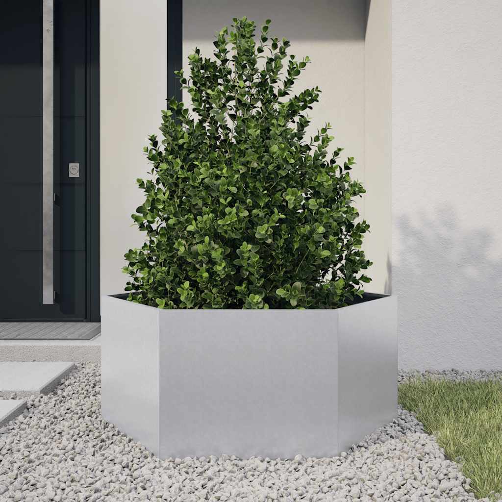 vidaXL Garden Planter Hexagon 104x90x45 cm Galvanized Steel
