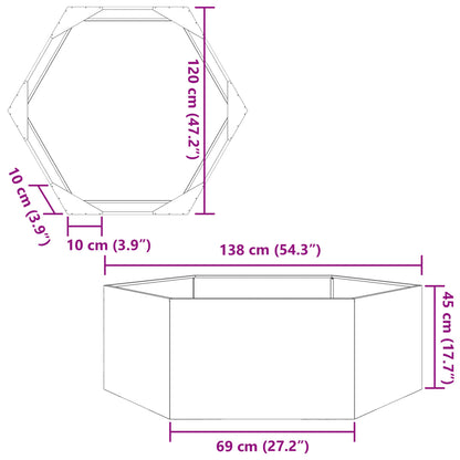 vidaXL Garden Planter White Hexagon 138x120x45 cm Steel