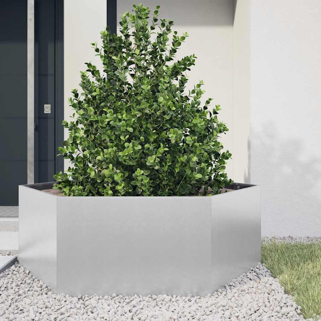 vidaXL Garden Planter Hexagon 138x120x45 cm Galvanized Steel