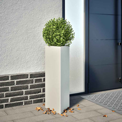 vidaXL Garden Planter White Triangular 30x26x75 cm Steel