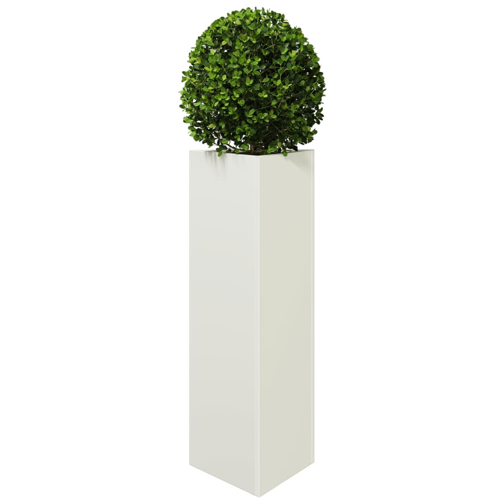 vidaXL Garden Planters 2 pcs White Triangular 30x26x75 cm Steel
