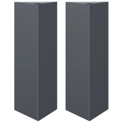 vidaXL Garden Planters 2 pcs Anthracite Triangular 30x26x75 cm Steel