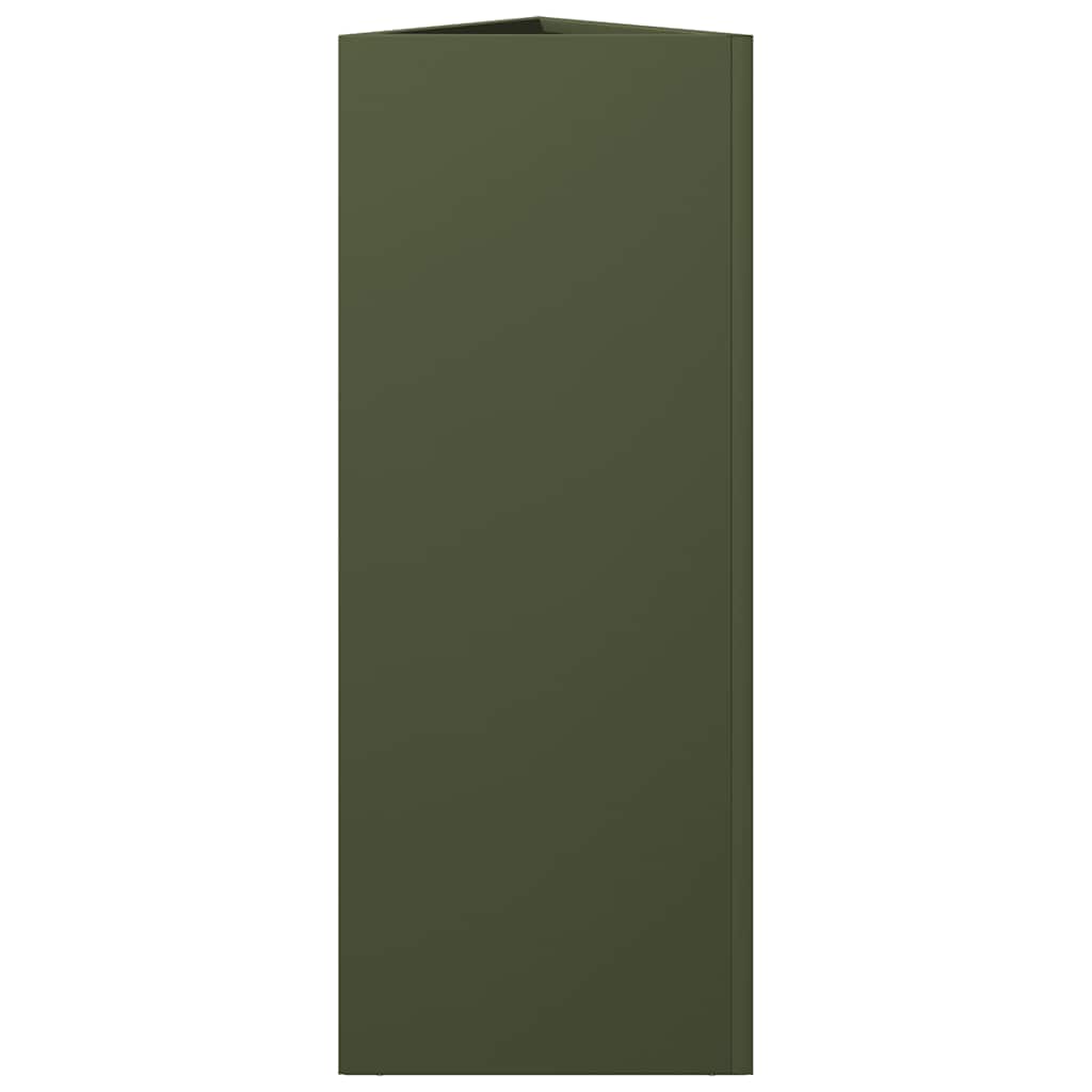 vidaXL Garden Planter Olive Green Triangular 30x26x75 cm Steel