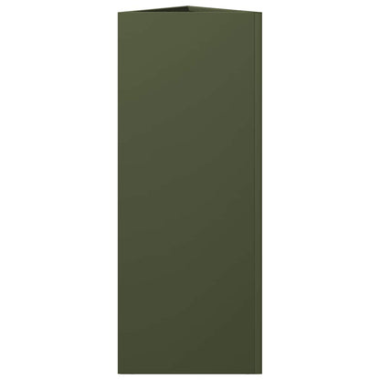 vidaXL Garden Planter Olive Green Triangular 30x26x75 cm Steel
