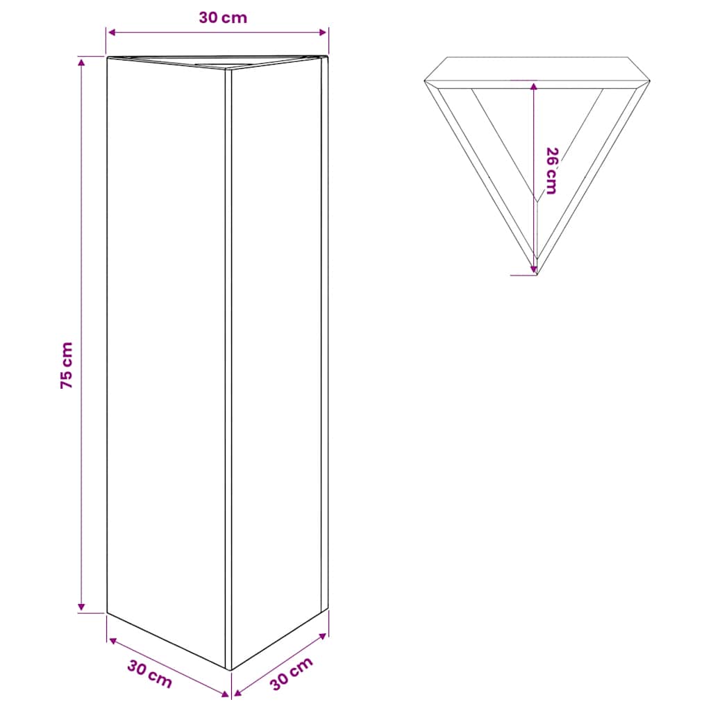 vidaXL Garden Planter Olive Green Triangular 30x26x75 cm Steel