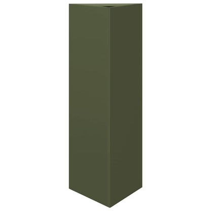 vidaXL Garden Planters 2 pcs Olive Green Triangular 30x26x75 cm Steel