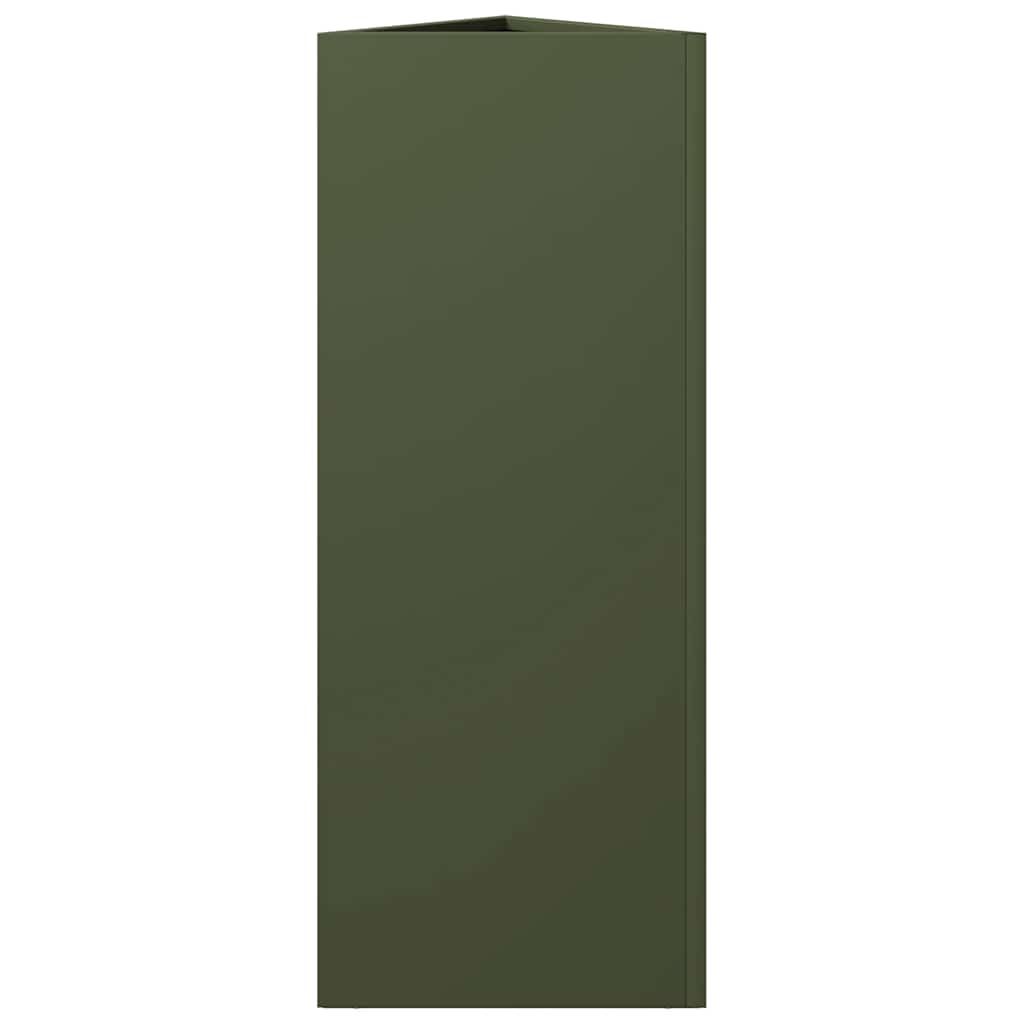 vidaXL Garden Planters 2 pcs Olive Green Triangular 30x26x75 cm Steel