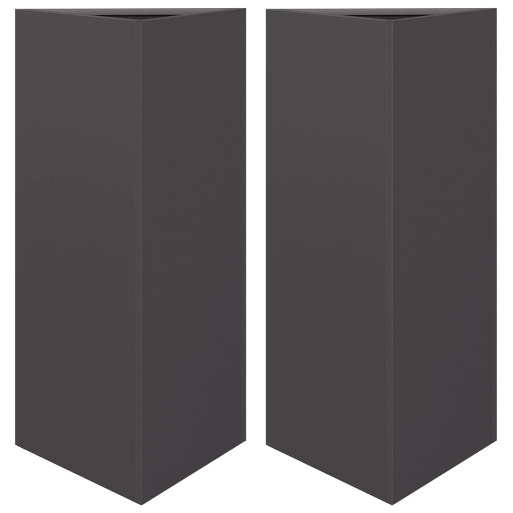 vidaXL Garden Planters 2 pcs Black Triangular 40x34.5x75 cm Steel