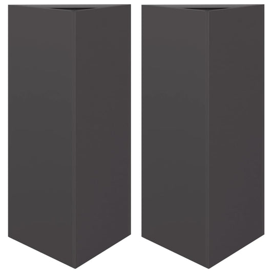 vidaXL Garden Planters 2 pcs Black Triangular 40x34.5x75 cm Steel