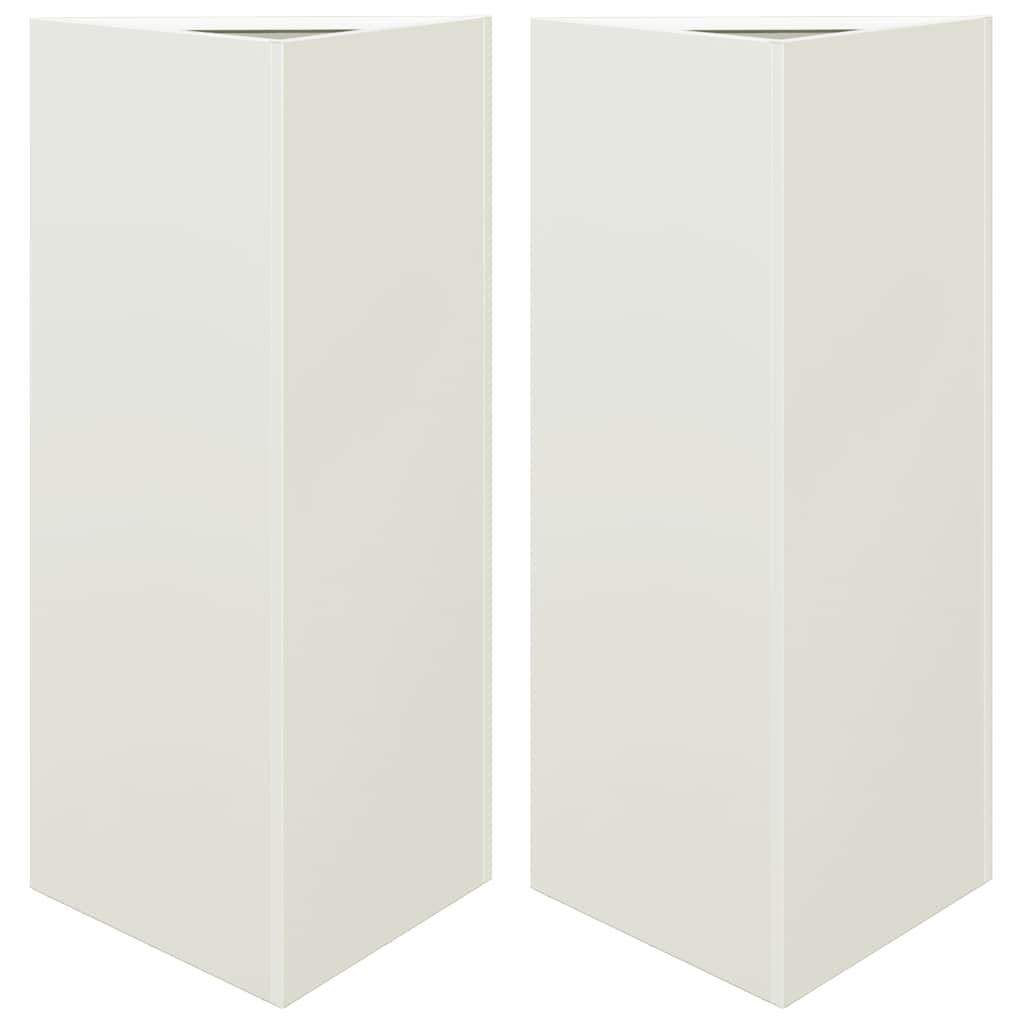 vidaXL Garden Planters 2 pcs White Triangular 40x34,5x75 cm Steel