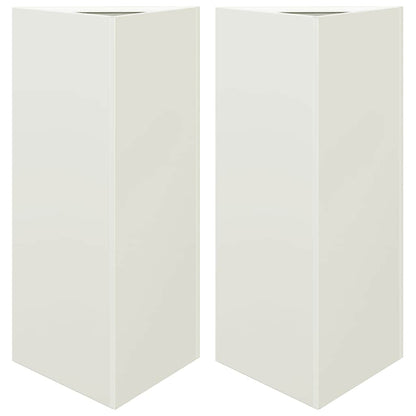 vidaXL Garden Planters 2 pcs White Triangular 40x34,5x75 cm Steel
