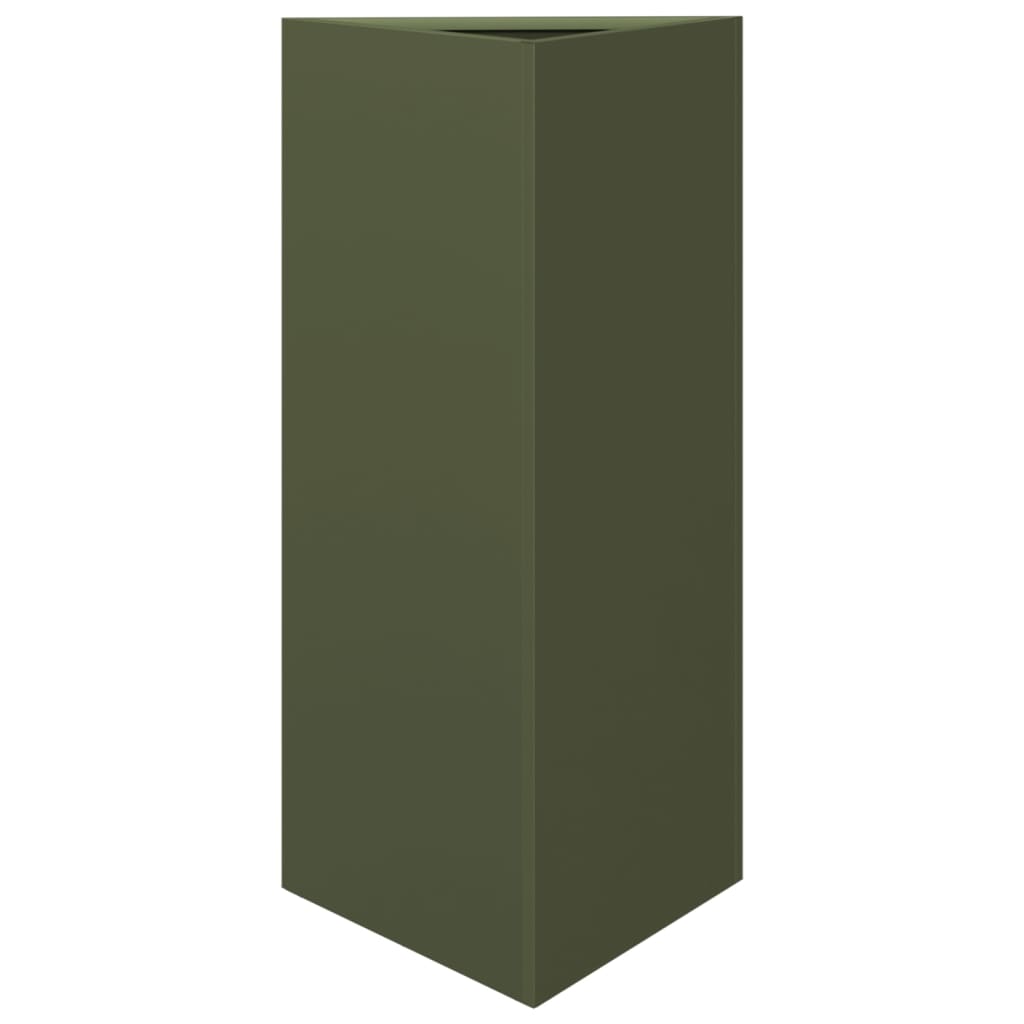 vidaXL Garden Planter Olive Green Triangular 40x34.5x75 cm Steel