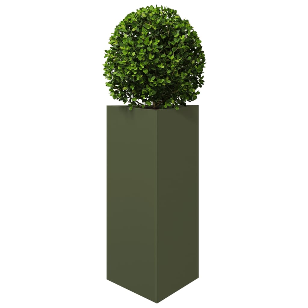 vidaXL Garden Planter Olive Green Triangular 40x34.5x75 cm Steel